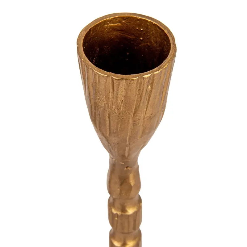 Creative Co-Op Hand-Forged Cast Iron Taper Holders, Brass Finish, Set of 4