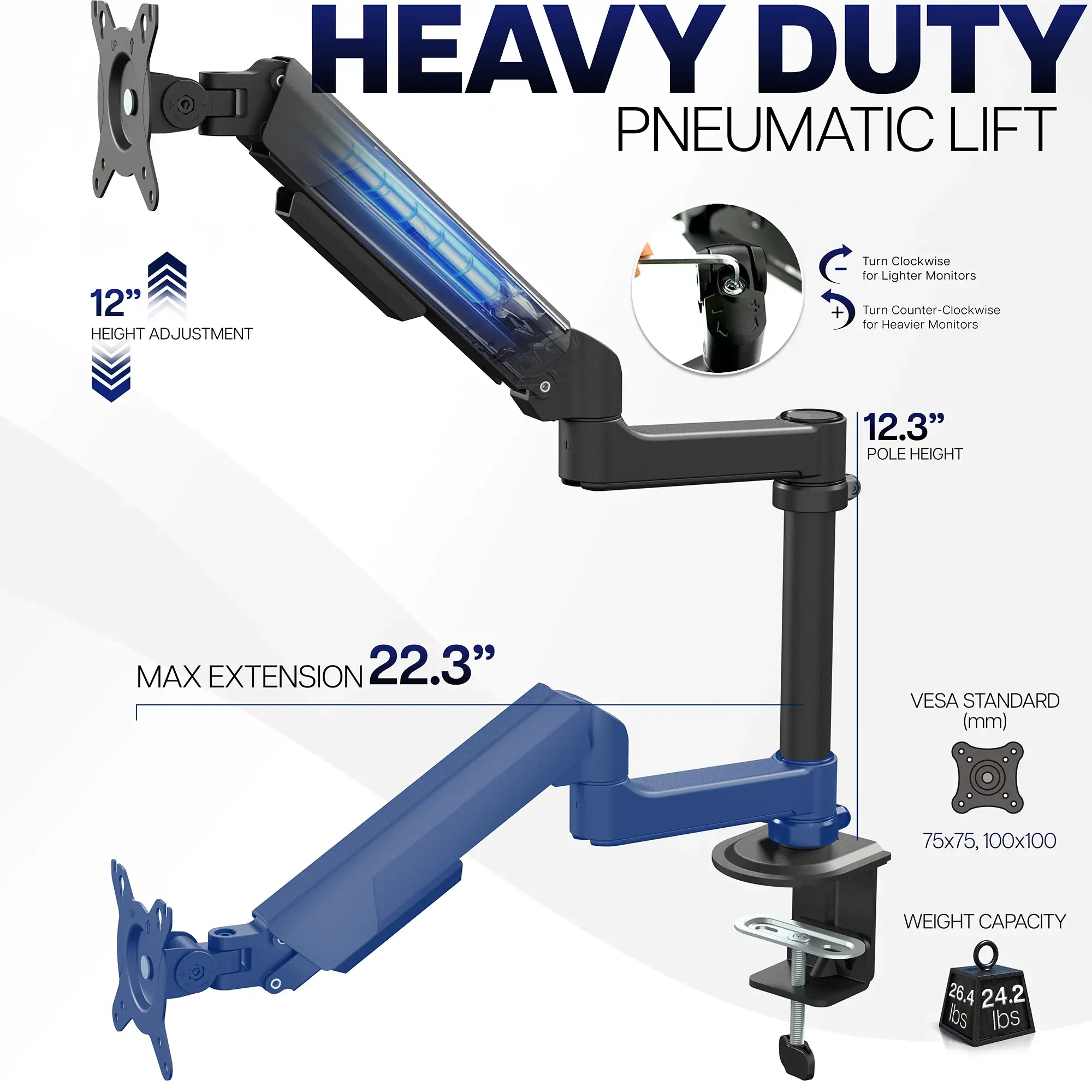 VIVO VIVO Heavy-Duty Pneumatic Monitor Arm