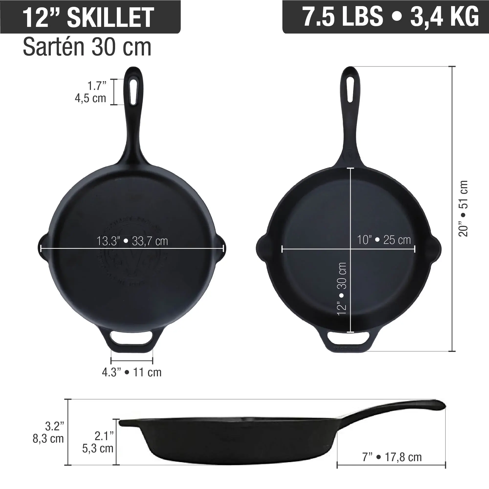 Victoria Victoria 12-Inch Cast Iron Skillet