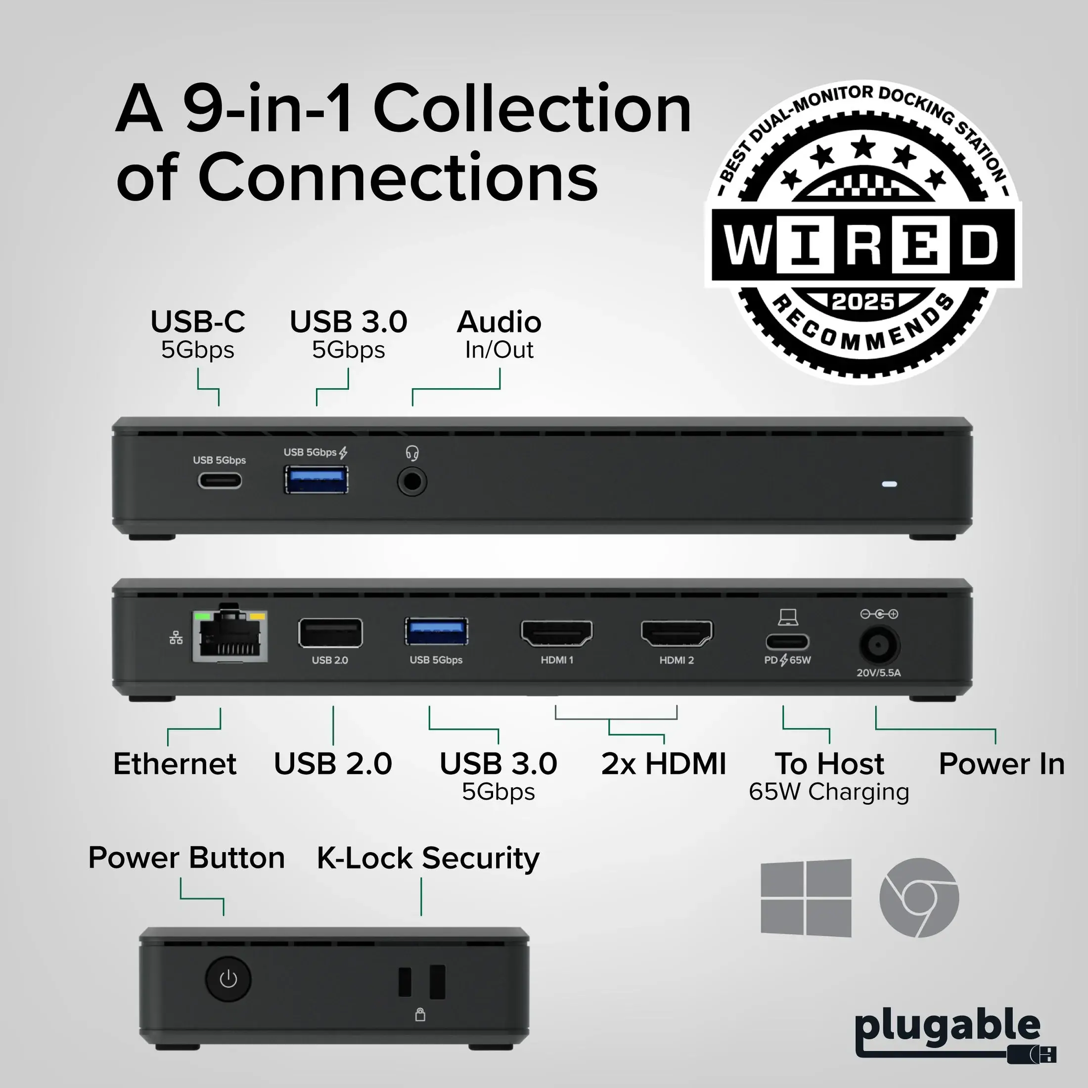 Plugable Plugable UD-MSTH2 USB-C Dual HDMI Docking Station