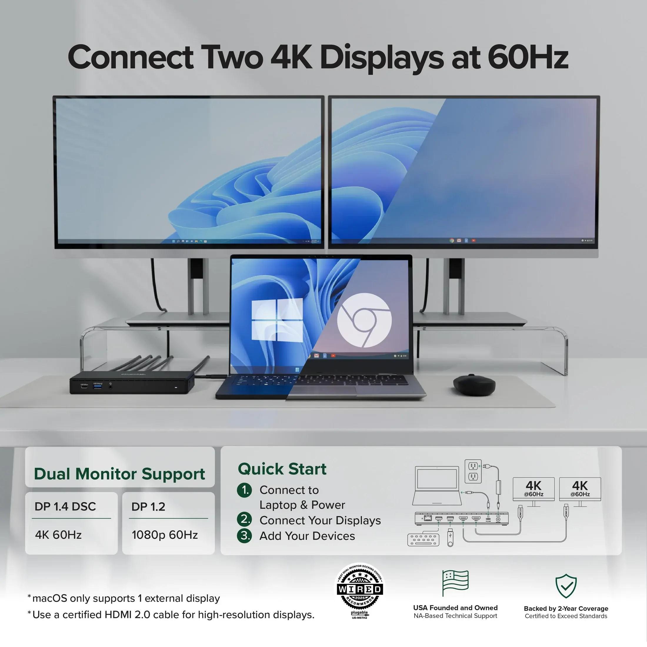 Plugable Plugable UD-MSTH2 USB-C Dual HDMI Docking Station