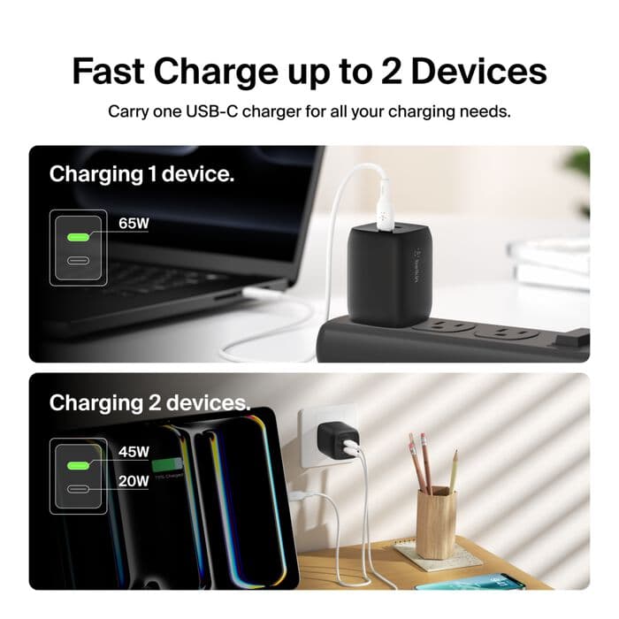 Belkin Belkin BoostCharge Pro 65W Dual USB-C GaN Wall Charger