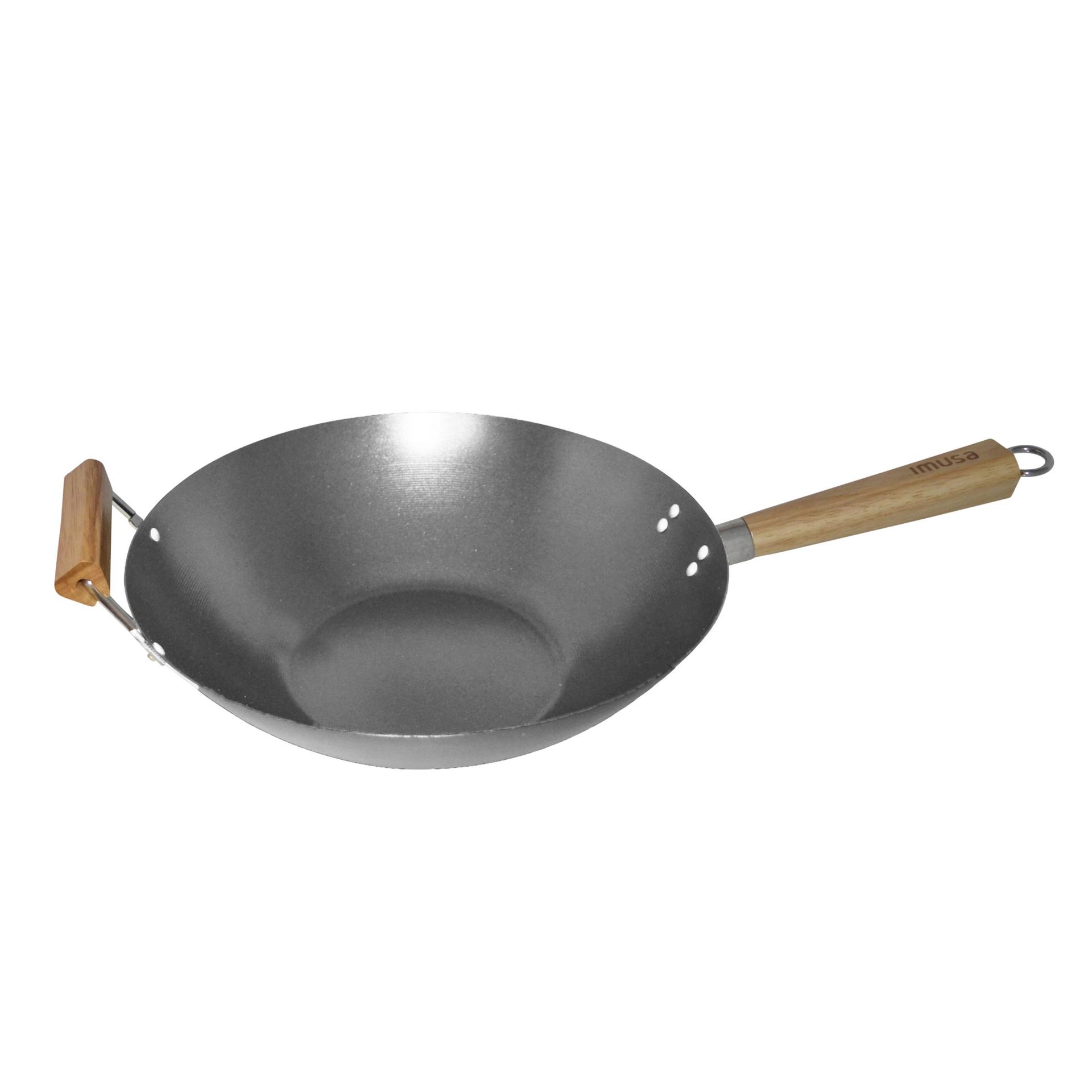 IMUSA IMUSA 14-Inch Carbon Steel Wok with Wood Handles