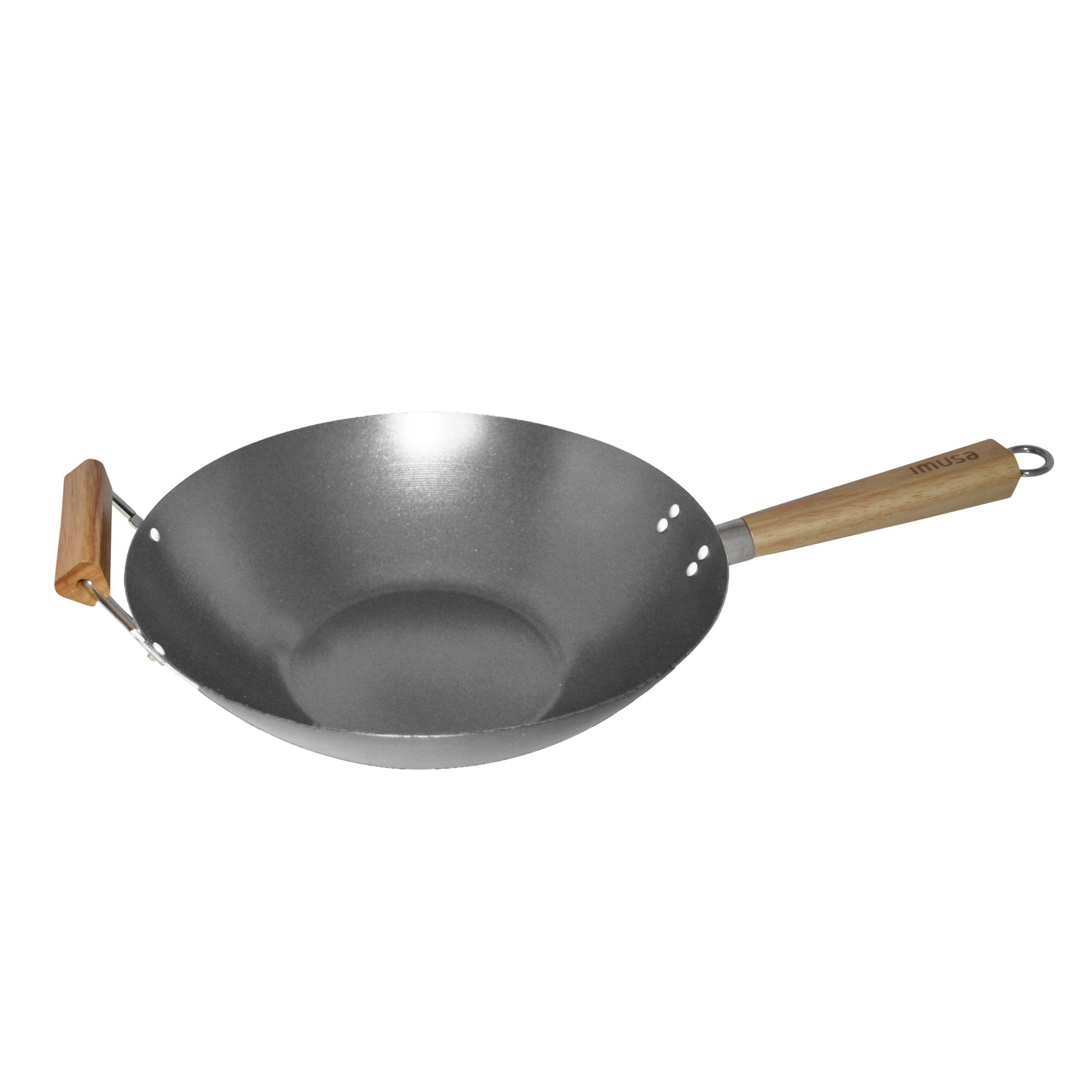 IMUSA IMUSA 14-Inch Carbon Steel Wok with Wood Handles