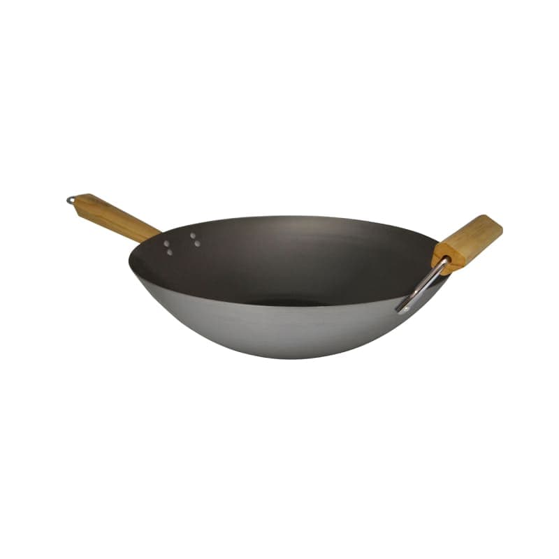IMUSA IMUSA 14-Inch Carbon Steel Wok with Wood Handles