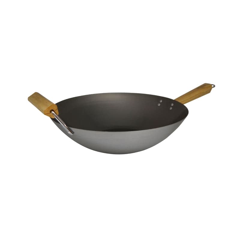 IMUSA IMUSA 14-Inch Carbon Steel Wok with Wood Handles