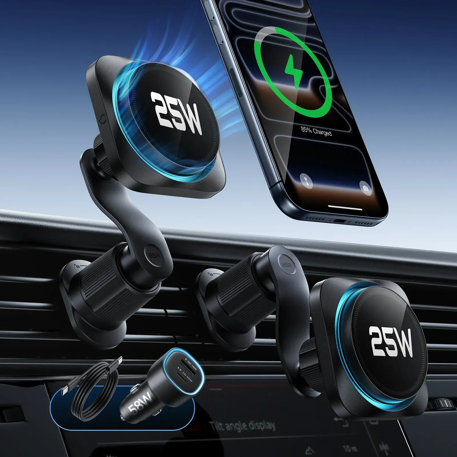 ESR ESR Qi2 HaloLock Magnetic Wireless Car Charger
