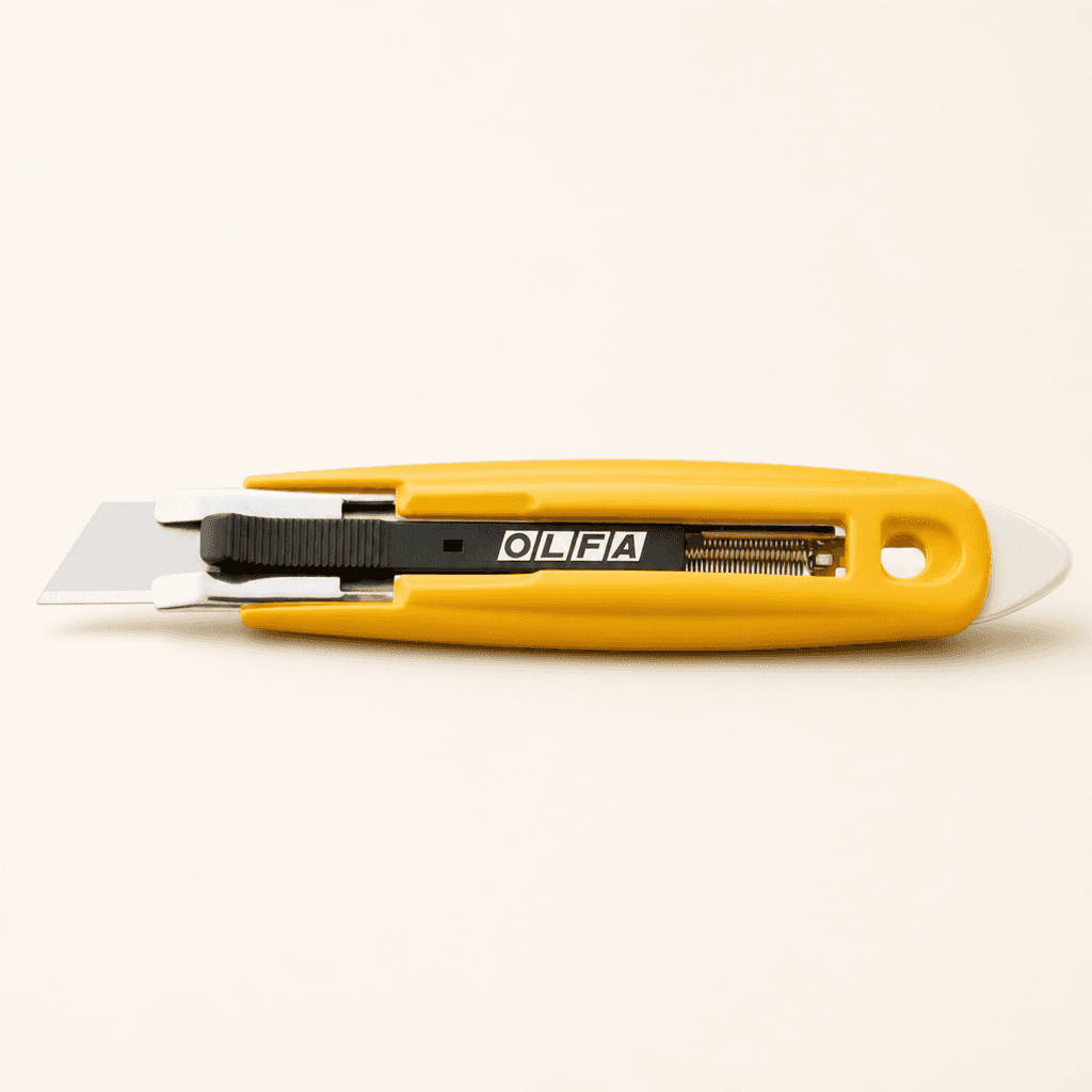 Olfa SK-9 Semi-Automatic Self-Retracting Safety Knife with Tape Splitter — Utility Knife (Retractable)