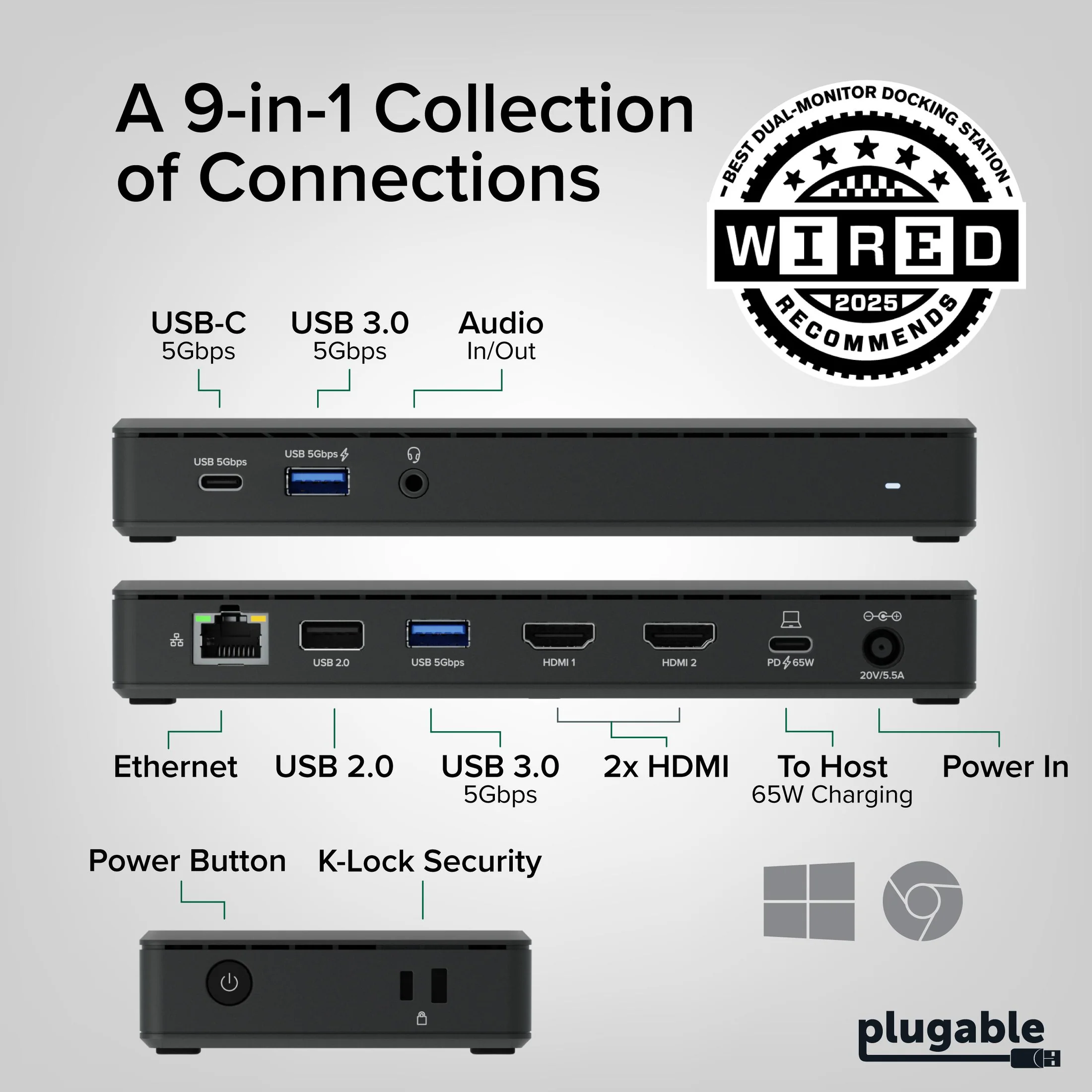 Plugable Plugable UD-MSTH2 USB-C Dual HDMI Docking Station