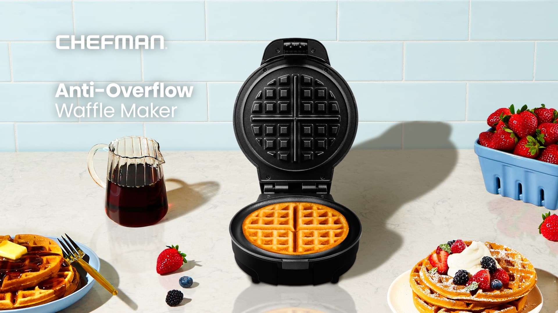 Chefman Anti-Overflow Belgian Waffle Maker