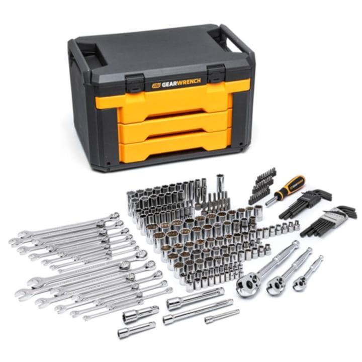 GearWrench 219-piece Mechanics Tool Set with 3-drawer Storage Box