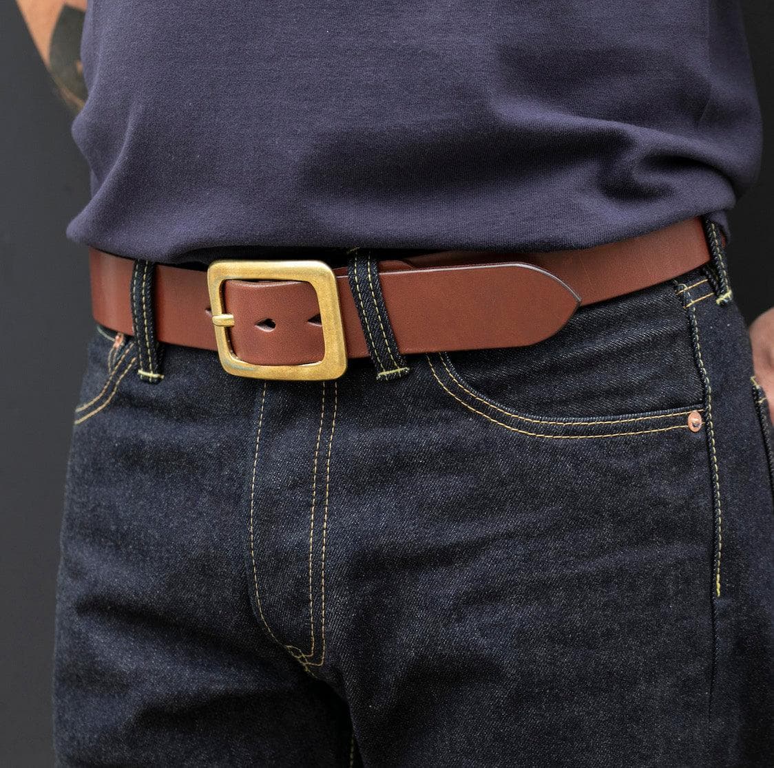 Iron Heart Heavy Duty Tochigi Leather Belt — Brown