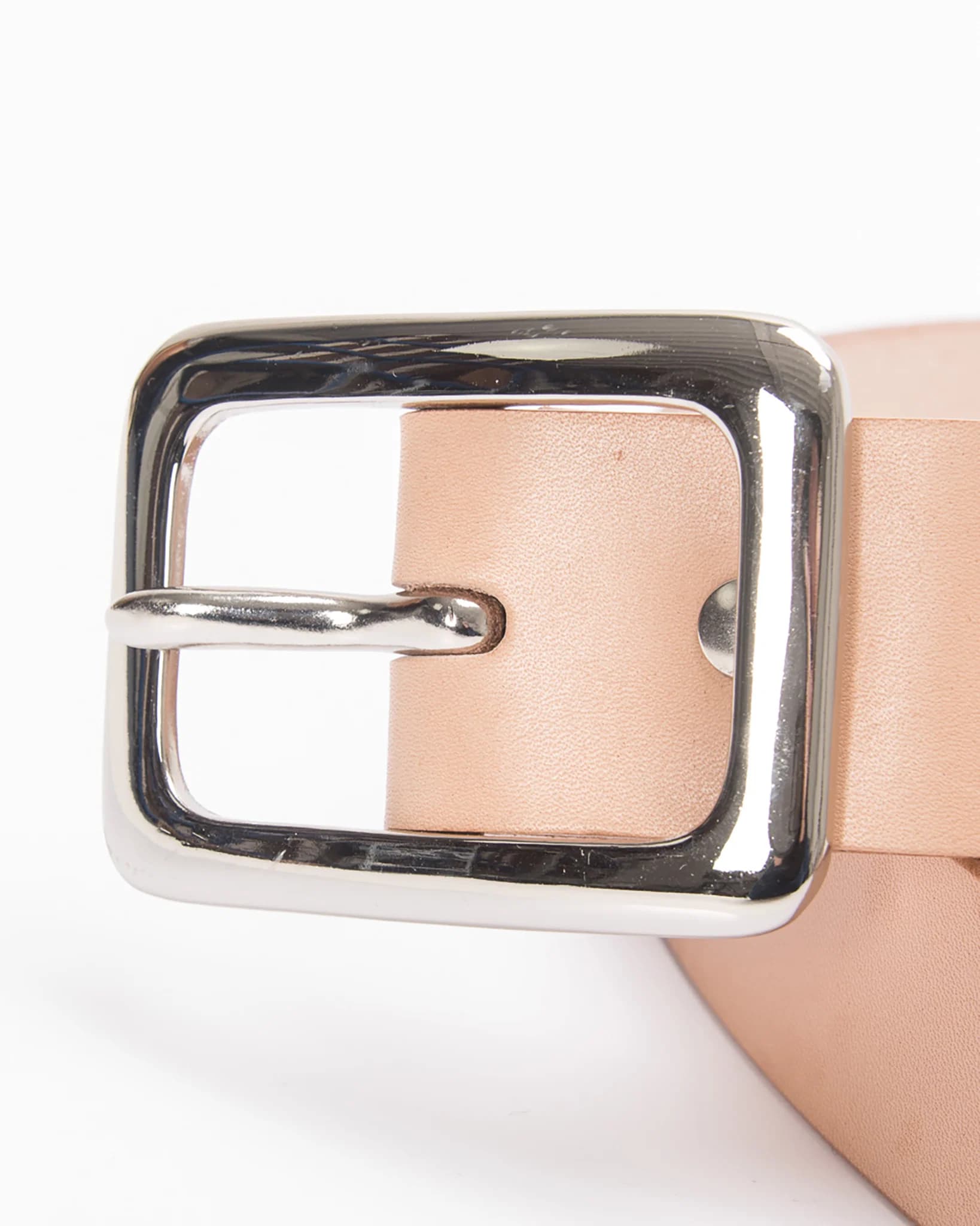 Iron Heart Heavy Duty Tochigi Leather Belt — Natural, Nickel-Plated Brass