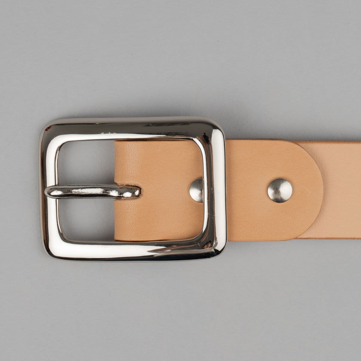 Iron Heart Heavy Duty Tochigi Leather Belt — Natural, Nickel-Plated Brass